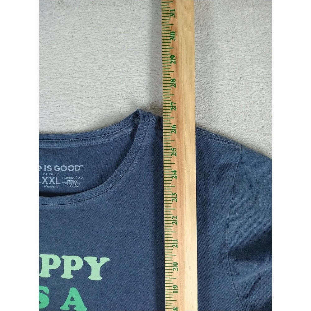 Life Is Good Happy As A Mother Crusher Tee Short Sleeve Blue Women's XXL - Picture 5 of 7